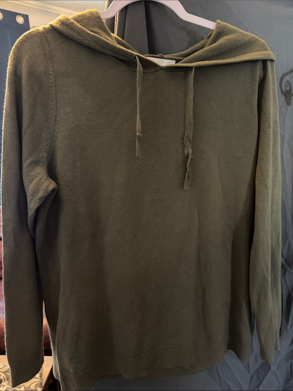 Belle Beach by Kim Gravel Olive Green Knit Hooded Pullover